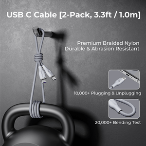 VOLTME POWERLINK RUGG SERIES | 100W USB-C to USB-C Fast Charging Cable | 1M Graphene Nylon | PD 3.0