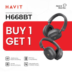 B1T1 | HAVIT H668BT Headphone | Hi-Res Wireless Headphones with ANC | 80H Playtime | Bluetooth 5.4
