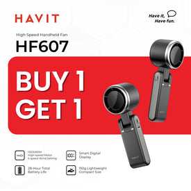 B1T1 | HAVIT HF607 Handheld Fan 3,600mAh | Portable Foldable Fan | Up to 8.5H Battery Life