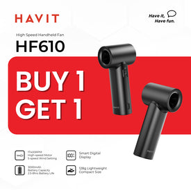 B1T1 | HAVIT HF610 Handheld Fan 3,000mAh | Mini High-Speed Portable Fan with LED Display| 17400RPM M