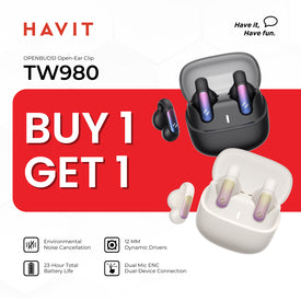B1T1 | HAVIT TW980 Earbuds | Clip-On Open-Ear Wireless Earbuds | Bluetooth 5.3 | Clear Calls