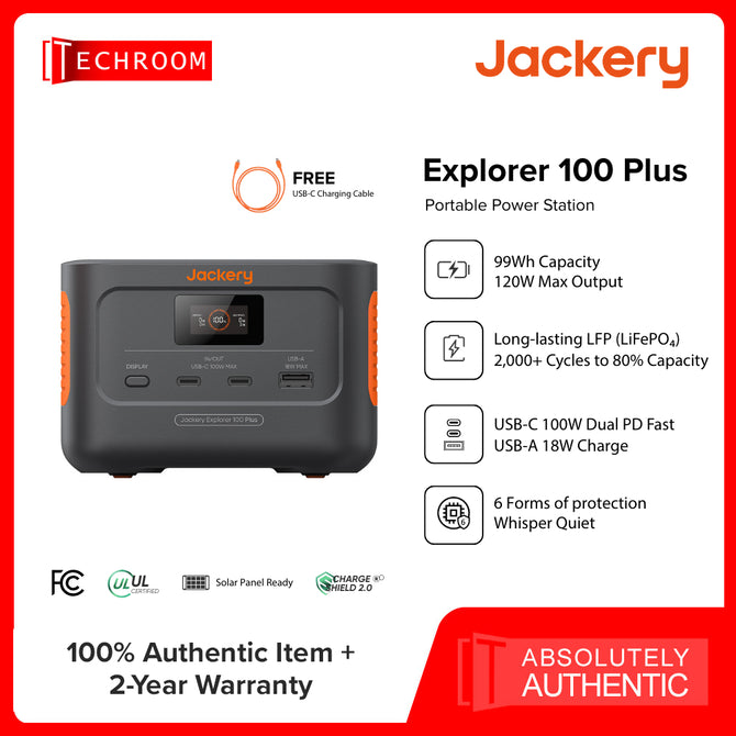 JACKERY Explorer 100 Plus | 99.2Wh - 31000mAh | LiFePO₄ | 2000 cycles