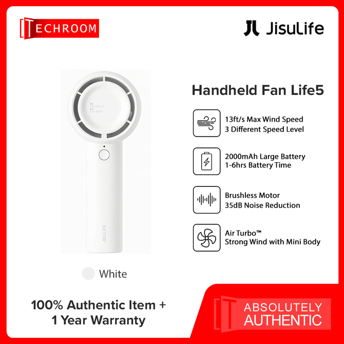 JISULIFE Life5 Handheld Fan | 2000 or 4500mAh | Up to 18hours Usage | Lithium-ion Battery (Type-C)
