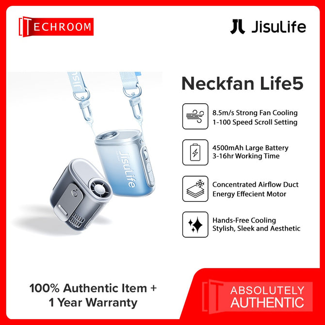 JISULIFE Life 5 Portable Neck Fan | 4500mAh Battery | 3–16 Hours Use | Bladeless & Safe Design
