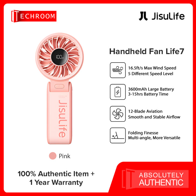 JISULIFE Life7 Handheld Fan | 3600mAh or 5000mAh | Comfortable Grip | Smart Digital LED Technology