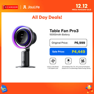 JISULIFE PRO 3 Table Fan 10000mAh | 37,000 RPM High-Speed Airflow | Portable Rechargeable Desk Fan