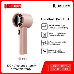 JISULIFE Pro1/s Mini Fan | 1-100 Speeds | Scroll Switch | Digital Display | Up to 15hours Usage