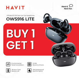 B1T1 | HAVIT OWS916 Lite Earbuds | Wireless TWS Earbuds with Dual Mic ENC | 28H Playtime with Case
