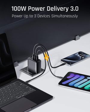 VOLTME REVO 100 | 100W GaN Fast Charger | Dual USB-C + USB-A | Laptop & Phone Charging | PPS & PD