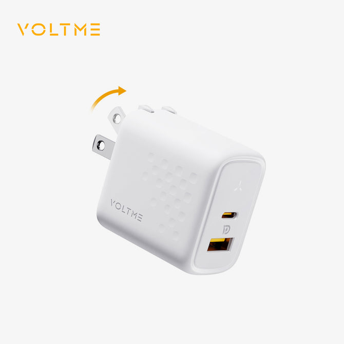 VOLTME REVO 45 DUO CA | 45W GaN Dual-Port Fast Charger | USB-C PD & PPS + USB-A Output