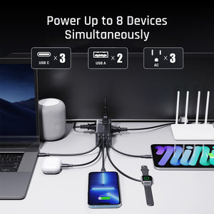 VOLTME VITO POWER STRIP 75W / 75W AC SERIES | Surge Protector & Travel Power Hub | AC + USB Ports