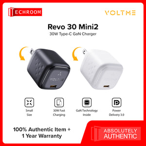 VOLTME REVO 30 MINI 2 | 30W GaN Mini USB-C Fast Charger | PD & PPS Support | Compact Travel Adapter