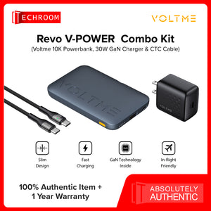 VOLTME REVO V-POWER COMBO KIT | 10000mAh Power Bank + 30W GaN USB-C Charger + 1.2M Type-C Cable