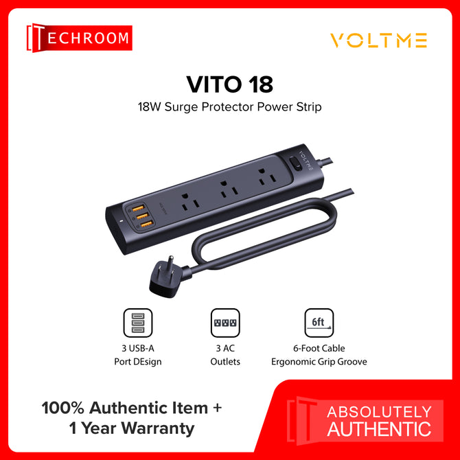 VOLTME VITO POWER STRIP 18W / 30W SERIES | Surge Protector & Travel Power Hub | AC + USB Ports