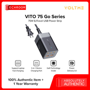 VOLTME VITO POWER STRIP 75W / 75W AC SERIES | Surge Protector & Travel Power Hub | AC + USB Ports