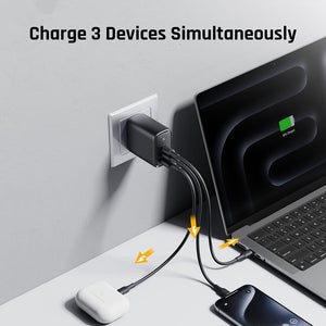 VOLTME REVO 67 | 67W GaN Fast Charger | Dual USB-C + USB-A | Triple Port Adapter | PPS/PD/QC Support