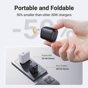 VOLTME REVO 30 MINI 2 | 30W GaN Mini USB-C Fast Charger | PD & PPS Support | Compact Travel Adapter