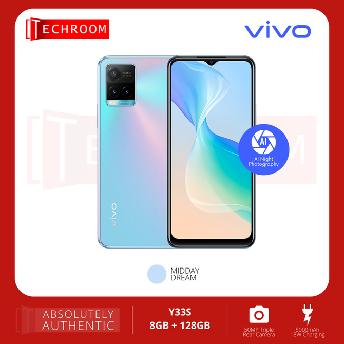 VIVO Y33S 5000mAh Battery 8GB RAM 128GB ROM 50MP Triple Rear Camera