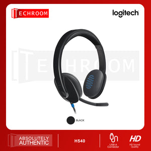 Logitech H540 AP USB Headset | HD Sound | On-Ear Controls | Noise Cancelling Mic | USB Connection - techroom, techroomph