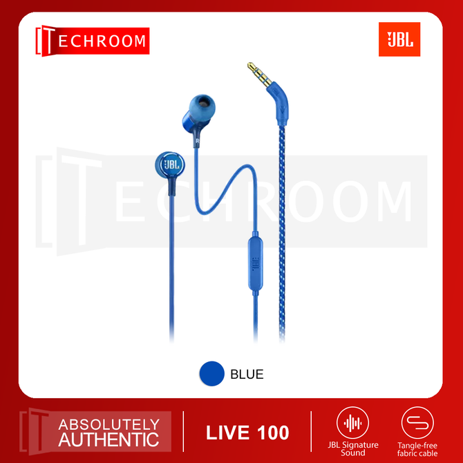 Harman JBL LIVE 100 | In-ear headphones | JBL Signature Sound | Premium aluminum housing | Tangle-free fabric cable