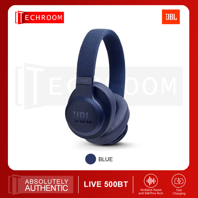 Harman JBL LIVE 500BT | Wireless over-ear headphones | JBL Signature Sound Ambient Aware and TalkThru Technology | 15 minutes charging for 2 hours playtime
