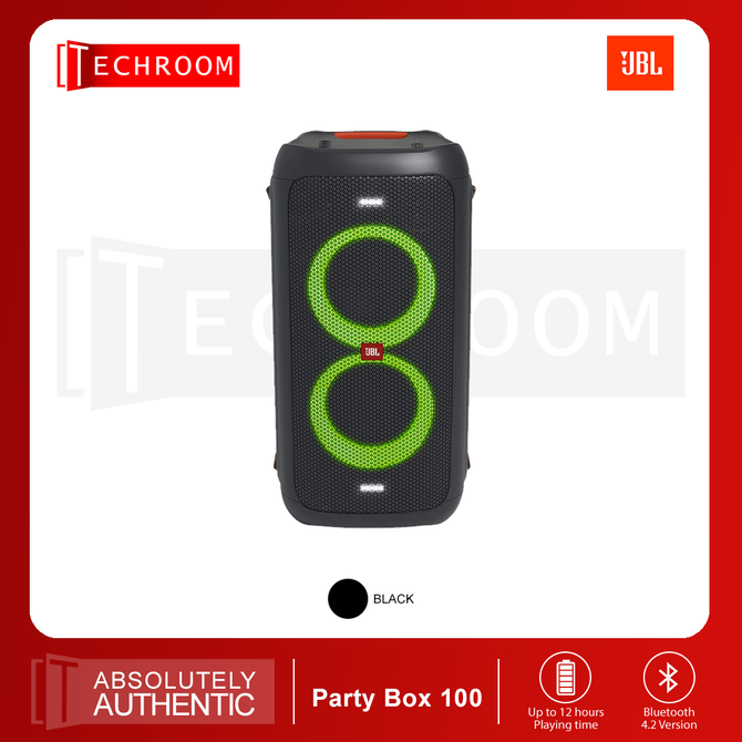Harman JBL Party Box 100 Black | Powerful portable Bluetooth party speaker with dynamic light show | Wireless connectivity: Bluetooth technology